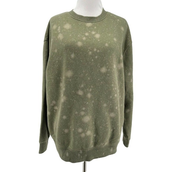 Wild Fable Women's Green Bleach Dye Long Sleeve Crewneck Sweatshirt Medium NEW